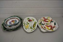 MIXED LOT VARIOUS SERVING DISHES, ROYAL WORCESTER FLAN DISH AND OTHER ITEMS