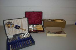 VARIOUS CASED CUTLERY TO INCLUDE FISH CUTLERY, VICTORIAN FISH SERVERS ETC