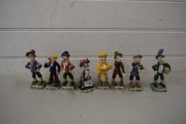COLLECTION OF EIGHT WILL YOUNG POTTERY FIGURES