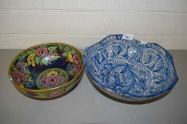 MALING LUSTRE FINISH FLORAL BOWL AND ONE OTHER (2)