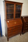 EARLY 20TH CENTURY MAHOGANY BUREAU BOOKCASE WITH GLAZED TOP SECTION OVER A BASE WITH FALL FRONT OPEN