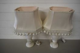 PAIR OF ALABASTER TABLE LAMPS