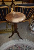 STAINED PINE TRIPOD TABLE WITH TURNED COLUMN AND CIRCULAR TOP, 42CM WIDE