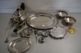 SILVER PLATED TEA POT AND VARIOUS OTHER SMALL SILVER PLATED WARES