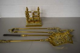 BRASS FIRE TOOLS AND BRASS FIRE DOGS