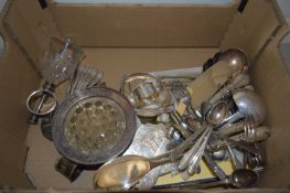 BOX OF ASSORTED SILVER PLATED CUTLERY