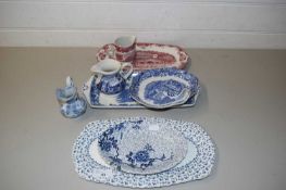 MIXED LOT OF VARIOUS BLUE AND WHITE DECORATED TABLE WARES TO INCLUDE SPODE