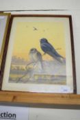 AFTER ALAN BROOKES, COLOURED PRINT OF SWIFTS, F/G