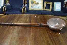 COPPER BED WARMING HANDLE WITH TURNED HANDLE