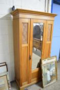 VICTORIAN AMERICAN WALNUT WARDROBE WITH SINGLE MIRRORED DOOR AND CARVED DETAIL, 192CM HIGH