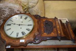 LATE 19TH CENTURY DROP DIAL WALL CLOCK WITH INLAID CASE, 80CM HIGH