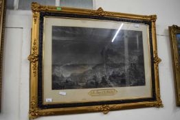 19TH CENTURY MEZZOTINT, 'THE PASSAGE OF THE RED SEA', GILT FRAMED, 104CM WIDE