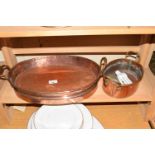 TWO OVAL COPPER PANS