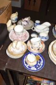 MIXED LOT VARIOUS CERAMICS TO INCLUDE MASONS JUG, VARIOUS TEA WARES ETC