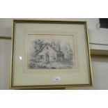 19TH CENTURY SCHOOL, PENCIL STUDY OF A THATCHED COTTAGE, F/G