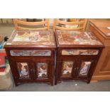 PAIR OF MODERN ORIENTAL PAINTED BEDSIDE CABINETS