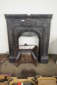 VICTORIAN CAST IRON FIRE SURROUND WITH INSET AND GRILLE