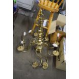 20TH CENTURY BRASS EIGHT-BRANCH CHANDELIER WITH DOUBLE EAGLE HEAD DECORATION