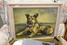 STUDY OF AN ALSATIAN DOG, INDISTINCTLY SIGNED, POSSIBLY COLLIER, OIL ON CANVAS, FRAMED