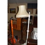 DARK WOOD STANDARD LAMP WITH SHADE