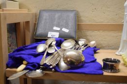MIXED LOT VARIOUS SILVER PLATED CUTLERY AND OTHER ITEMS