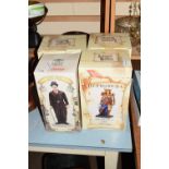 THREE LEGENDS AND DREAMS FIGURES WITH BOXES TOGETHER WITH A FURTHER CHARLIE CHAPLIN FIGURE