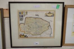 COLOURED MAP OF NORFOLK, F/G, 41CM WIDE