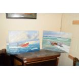 Kenneth Grant (British 20th Century), A series of marine rescue paintings (x3). Oil on board,