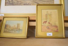 MIXED LOT TWO WATEROLOUR STUDIES, WELSH CASTLES, F/G (2)