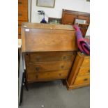 OAK THREE DRAWER BUREAU