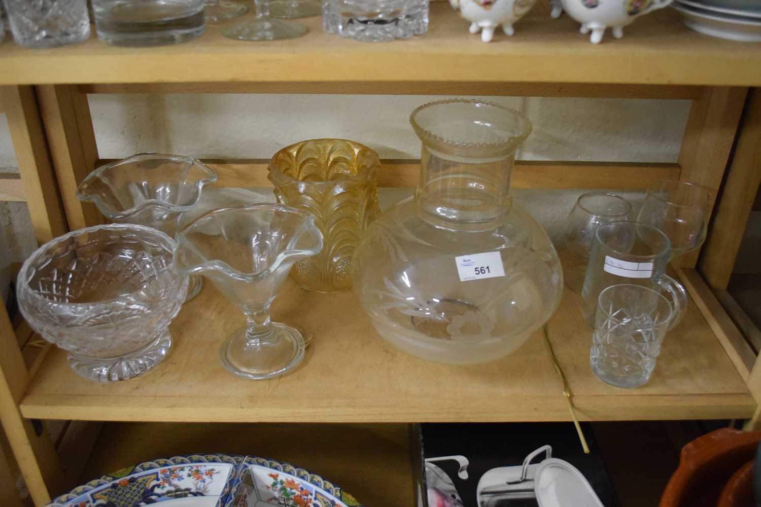 MIXED LOT VARIOUS GLASS VASES, DRINKING GLASSES ETC