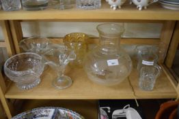 MIXED LOT VARIOUS GLASS VASES, DRINKING GLASSES ETC