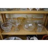 MIXED LOT VARIOUS GLASS VASES, DRINKING GLASSES ETC