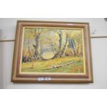 Kenneth Grant (British 20th Century), English Autumnal landscape. Oil on canvas, signed. 13x18
