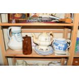 MIXED LOT VARIOUS VICTORIAN TEA WARES, WASH JUG, ETC