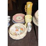 MIXED LOT VARIOUS DECORATED PLATES, VASES ETC