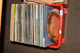 ONE BOX ASSORTED RECORDS TO INCLUDE ABBA ETC