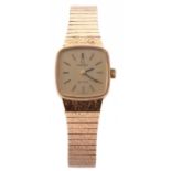 Ladies 9ct gold Omega de ville wrist watch, the 17-jewel movement stamped 'Omega Watch Co Swiss',