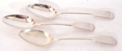Group of three Victorian silver Fiddle pattern table spoons, London 1894, Spink & Son, 220gms