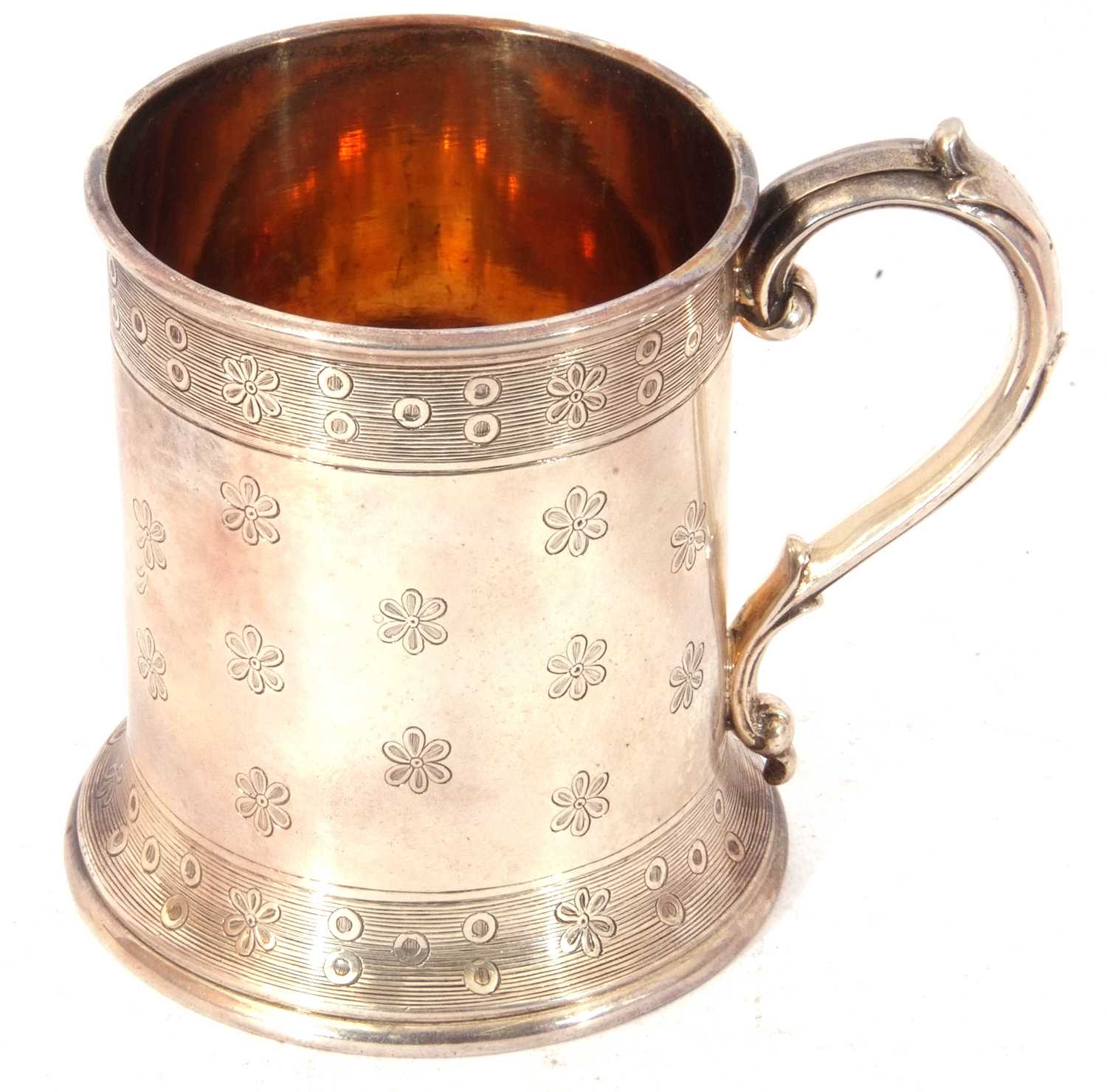 Cased Victorian silver four-piece christening set comprising a mug, makers mark John Samuel Hunt, - Image 8 of 12