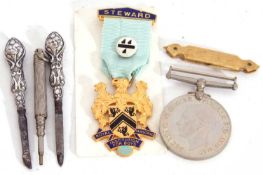 Mixed Lot: two hallmarked silver handled pedicure items, Birmingham 1905, marked G&C Ltd, a small