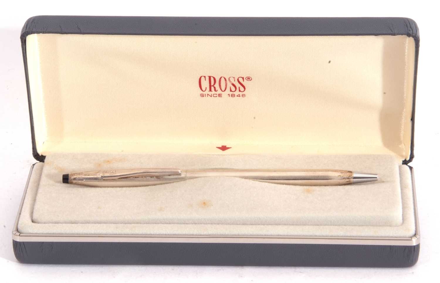 Cross 925 marked ballpoint pen, twist style closure, 13cm long in original Cross case
