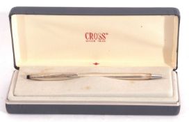 Cross 925 marked ballpoint pen, twist style closure, 13cm long in original Cross case