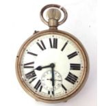 Gents first quarter of the 20th century nickel cased button wind Goliath pocket watch, having