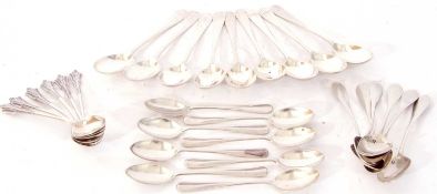 Mixed Lot: nine Hanoverian rat-tail long handled tea spoons, London 1970, A Chick & Sons Ltd,