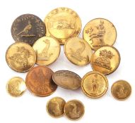 Small quantity of vintage gilt buttons to include a Norwich Union button, bird and enamel examples