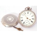Gents first quarter of 20th century key wind hallmarked silver cased pocket watch, having gold hands