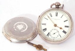 Gents first quarter of 20th century key wind hallmarked silver cased pocket watch, having gold hands