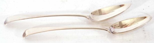 Pair of George III silver Old English pattern dessert spoons, London 1802, maker's mark George