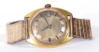 Gents third quarter of 20th century gold plated/stainless steel cased wrist watch by Silvana, having